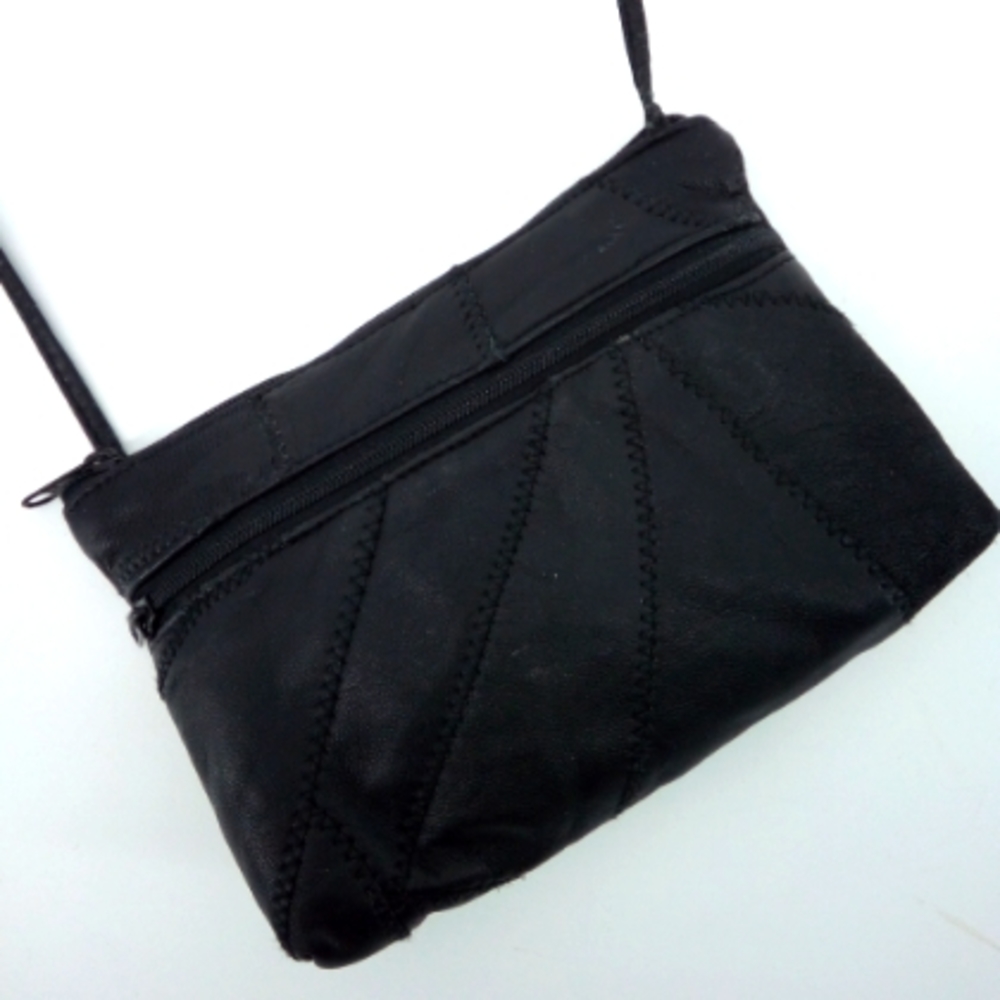 Vintage Pacific Express Genuine Leather Black Small Crossbody Shoulder Bag